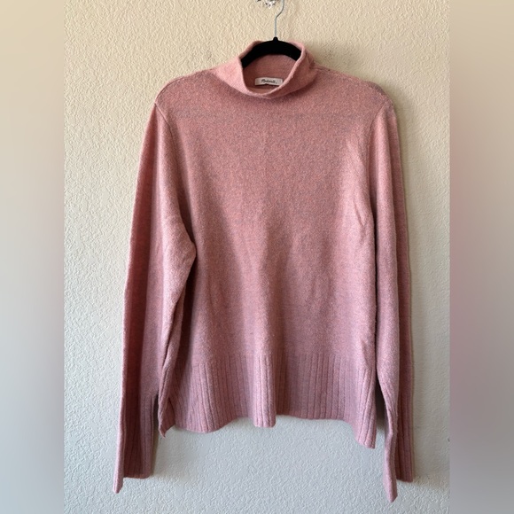 Madewell Sweater Pink Inland turtleneck coziest yarn alpaca wool blend XL - Picture 4 of 11